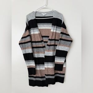 Time and Tru Women's Striped Cardigan - Black, Gray, Brown